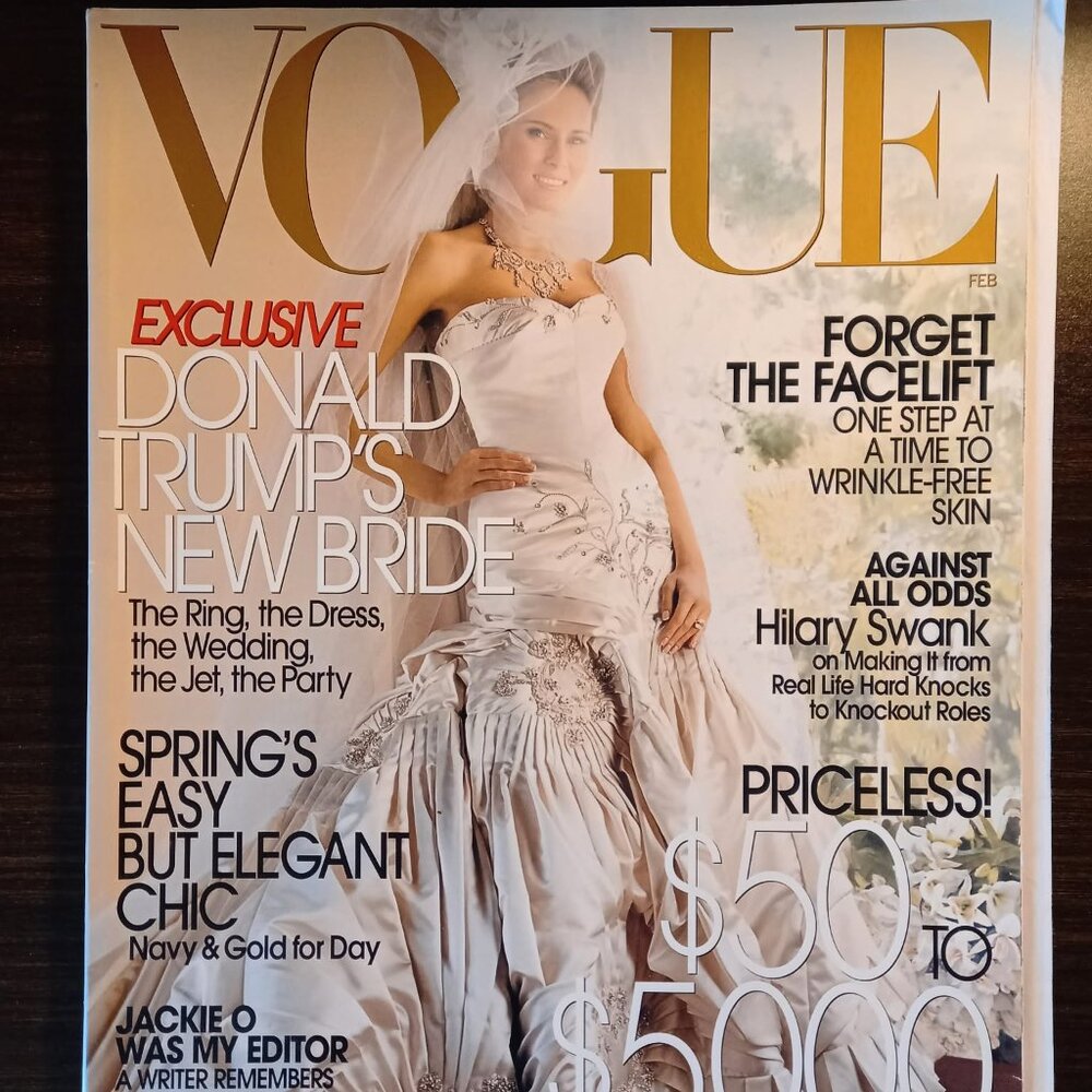 VOGUE MAGAZINE February 2005 Melania Trump Galiano/Christian Dior wedding dress